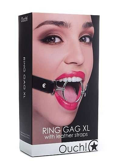 OUCH Ring Gag XL - Black SHOTS