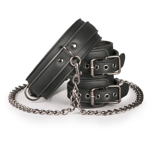 Easytoys Fetish Collection Leather Collar With Handcuffs