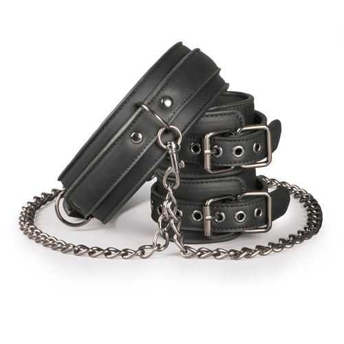 Easytoys Fetish Collection Leather Collar With Handcuffs Easytoys