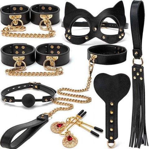 Luxury 8Pcs Bondage Kit With Storage Box Black