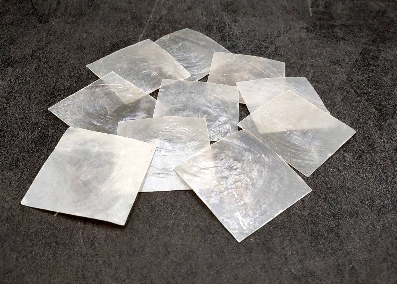 Capiz Square Cut Seashells White Clear Placuna Placenta (10 shells ...