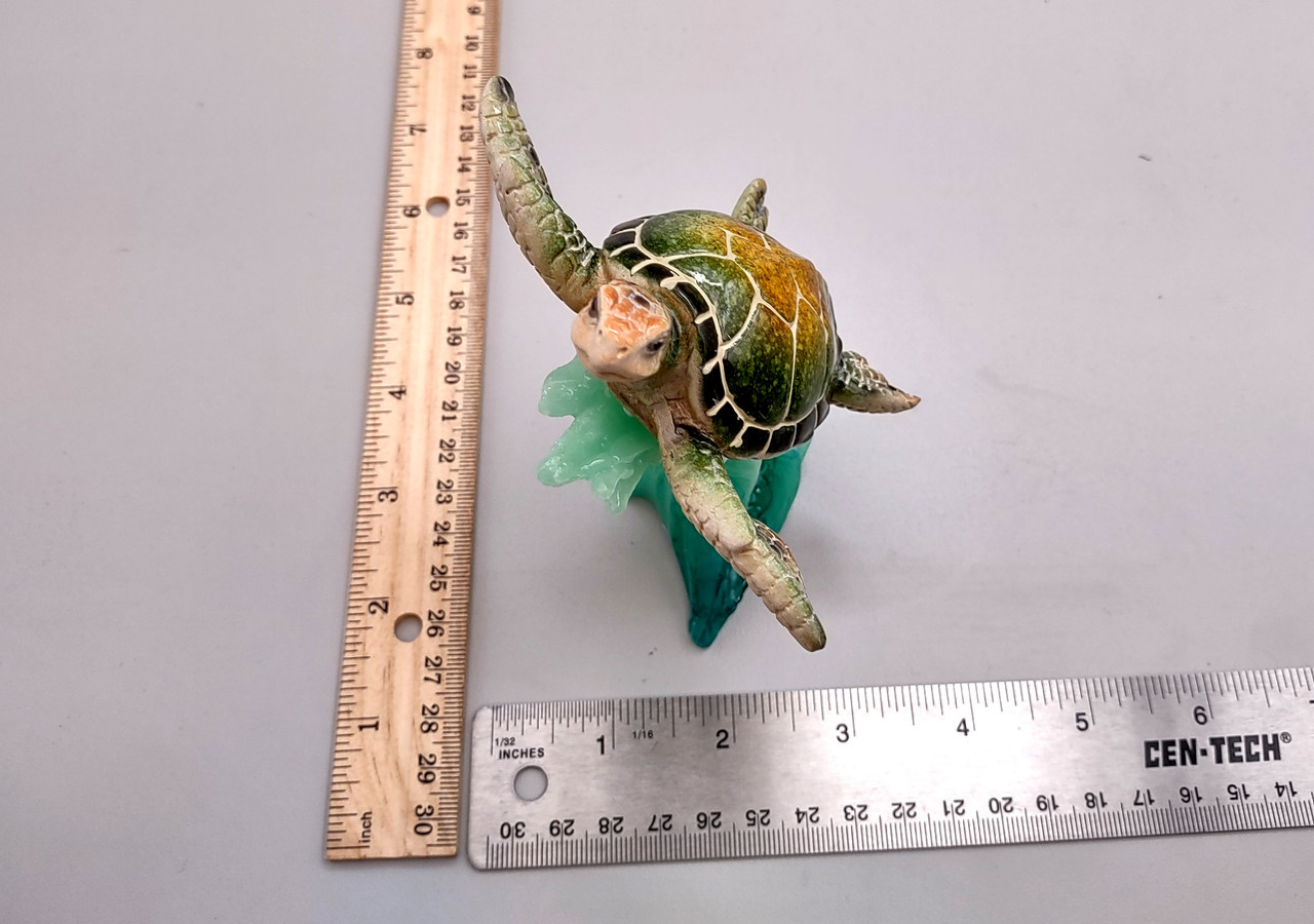 Green Sea Turtle Figurine Riding A Wave (One figure approx. 5+ inches ...