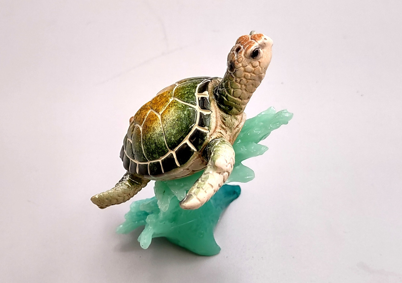 Green Sea Turtle Figurine Riding A Wave (One figure approx. 5+ inches ...