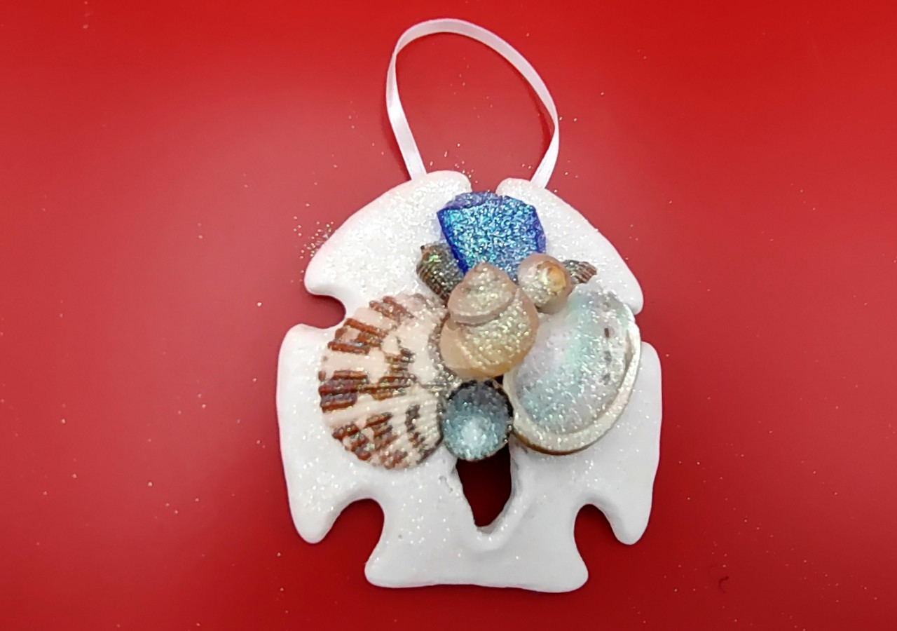 Frosted Blue Sea Glass Sand Dollar Ornament (1 sand dollar