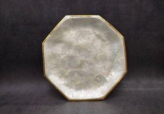 Gold Edged Octagon Capiz Shell Dish (1 shell dish approx. 9.5 inches) Gold Accent Capiz Shell Dish for any vintage retro coastal home!