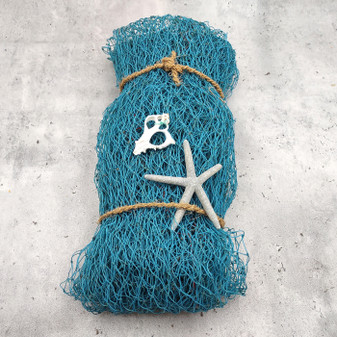 Blue Green Fishing Net Recycled Commercial (1 net approx. 4x11 feet) Sustainable Clean Used Teal Fish Netting for decoration & parties! Copyright 2026 SeaShellSupply.com.