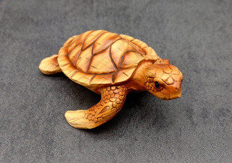 Sea Turtle Figurine Brown Wood Style (1 turtle approx. 3+ inch long) Resin sea turtle figurine for coastal beach home display & decoration!