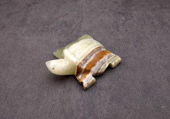 Onyx Turtle Figurine Carved Stone (1 turtle approx. 3 inches long) Colorful Carved Quartz Turtle Figurine for coastal home shelf decor!