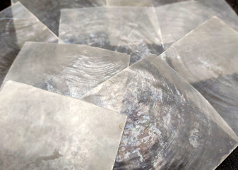 Capiz Square Cut Seashells White Clear Placuna Placenta (10 shells approx. 2x2 inches) White Square Capiz Cut Shells for crafts art & decor!