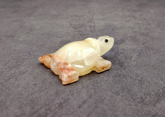 Onyx Turtle Figurine Carved Stone (1 turtle approx. 2 inches long) Colorful Carved Quartz Turtle Figurine for coastal home shelf decor!