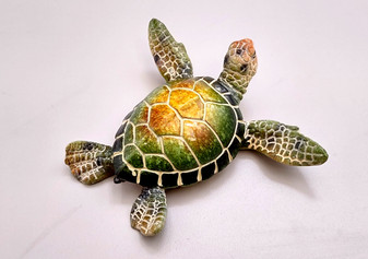 Green Sea Turtle Figurine Painted Resin (1 turtle approx. 4 inches long) Green Painted Resin Sea Turtle Figure for coastal home décor!