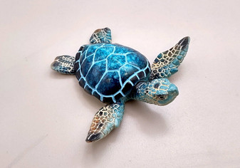 Blue Sea Turtle Figurine Painted Resin (One figure approx. 3+ inches long) Blue Painted Resin Sea Turtle Figure for coastal home décor!