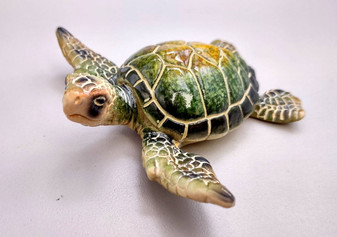 Green Sea Turtle Figurine Painted Resin (One figure approx. 3+ inches long) Green Painted Resin Sea Turtle Figure for coastal home décor!