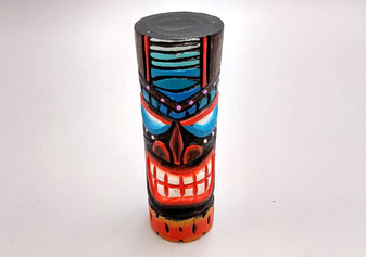 Tropical Tiki Face Totem Painted Lines Dots (1 pole approx. 6 inches tall) Painted Tiki Face Totem Pole for colorful island home decor!