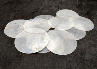 Capiz Shells Round Cut White Pearlescent Placuna Placenta (10 shells approx. 3 inch round) Windowpane Oysters for crafts decor & jewelry!