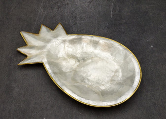 Gold Edged Pineapple Shaped Capiz Shell Tray (One shell dish approx. 8 inches) Adorable shell dish neat for any coastal home!