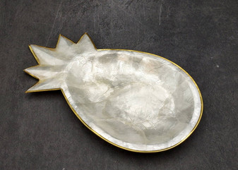 Gold Edged Pineapple Shaped Capiz Shell Tray (One shell dish approx. 8 inches) Adorable shell dish neat for any coastal home!
