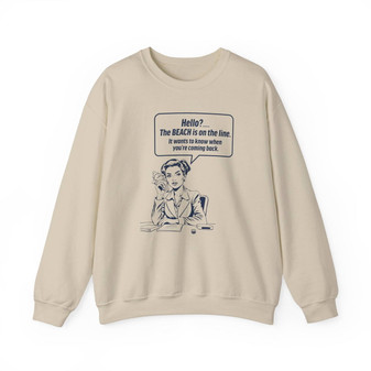 Beach is Calling Sweatshirt Funny Quote Line Graphic (Heavy Blend™ Crewneck Sweatshirt By Seashell Mart And Emporium) - 5 colors