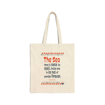 The Sea Casts It Spell Jacques Cousteau Canvas Tote (Natural Cotton Canvas Tote Bag by Seashell Mart & Emporium)