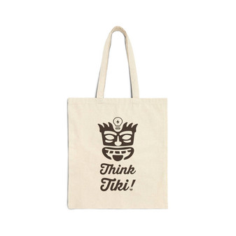 Think Tiki Mask Canvas Tote (Natural Cotton Canvas Tote Bag by Seashell Mart & Emporium)