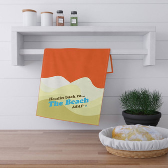 Headin Back to the Beach Wave Pattern Poly or Cotton Tea Towel (18x30 inch Poly or Cotton Tea Towel by Seashell Mart & Emporium)