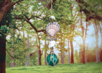 Hanging Nautical Garland Green Glass Float Shells (1 Garland approx. 18 x 5 inches) Green Glass Float Shells Mobile for beachy home decor! Copyright 2025 SeaShellSupply.com.
