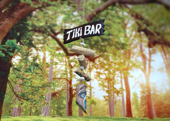 Hanging Driftwood Tiki Bar Sign Garland (1 Garland approx. 18 x 9 inches) Tiki Bar sign great for bringing beachside charm to any home! Copyright 2025 SeaShellSupply.com.\n