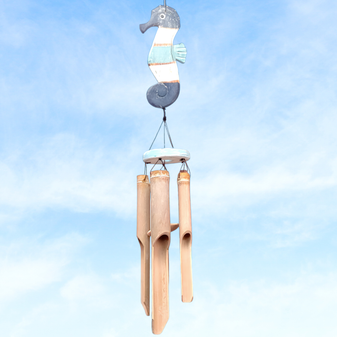 Hanging Bamboo Blue Seahorse Windchime (1 Chime approx. 34 x 3.5 inches) Seahorse Bamboo Wind Chime brings beachside charm to any home!