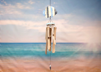 Hanging Wooden Fish Bamboo Windchime (1 Chime approx. 28 x 6.5 inches) Painted fish bamboo windchime brings beachside charm to any home!
