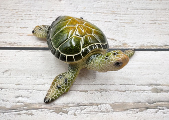 Green Sea Turtle Figurine Painted Resin (1 turtle approx. 6.5 inches long) Green Painted Resin Sea Turtle Figure for coastal home décor!