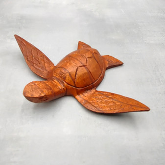 Carved Wooden Sea Turtle Brown (1 turtle approx. 3.5+ inch wide) Wood Sea Turtle Figure for coastal beach home display & decoration! Copyright 2025 SeaShellSupply.com.