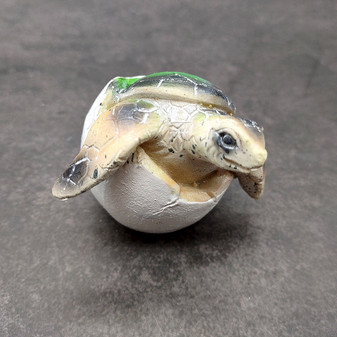 Sea Turtle Egg Hatchling Green Shell (1 sea turtle approx. 2+ inches) Green Painted Resin Baby Sea Turtle Egg for coastal home décor!