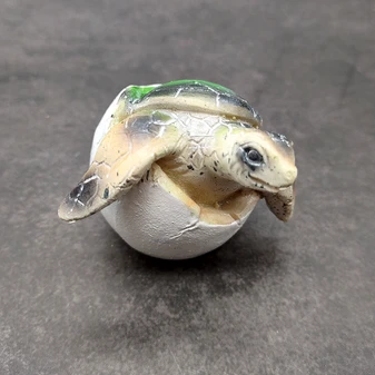 Sea Turtle Egg Hatchling Green Shell (1 sea turtle approx. 2+ inches) Green Painted Resin Baby Sea Turtle Egg for coastal home décor!