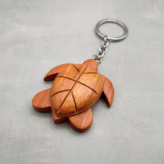 Handmade Koa Wood Sea Turtle Keychain (1 keychain approx. 2.5+ inches) Wooden Sea Turtle Keychain for gifting or decorative charm! Copyright 2025 SeaShellSupply.com