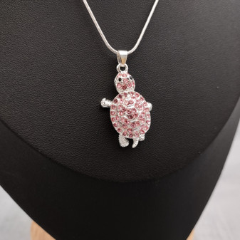 Purple Sea Turtle Necklace Silver Rhinestone Pendant (approx. 16+ inches AROUND) Plum Colored Sea Turtle Jewelry gift for ocean life lovers! Copyright 2025 SeaShellSupply.com.