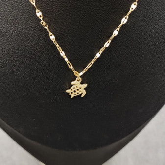 Sea Turtle Necklace White and Gold Color (1 necklace approx. 16+ inches AROUND) Gold Tone White Sea Turtle charm necklace for gifting! Copyright 2025 SeaShellSupply.com.