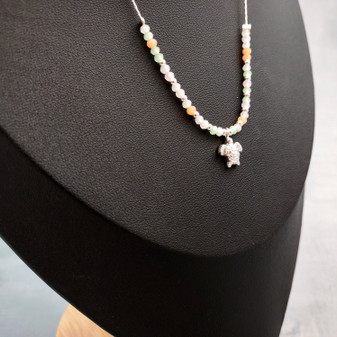 Sea Turtle Charm Necklace Orange Green Blue Beads Silver Color (approx. 14+ inches AROUND) Sea Turtle Necklace Jewelry for seaside wear! Copyright 2025 SeaShellSupply.com.