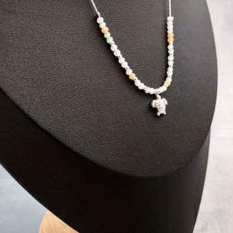 Sea Turtle Charm Necklace Orange Green Blue Beads Silver Color (approx. 14+ inches AROUND) Sea Turtle Necklace Jewelry for seaside wear! Copyright 2025 SeaShellSupply.com.