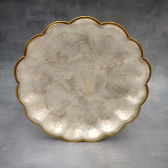 Round Capiz Shell Dish Gold Scalloped Edge (One shell dish approx. 8+ inches) Scallop Edged Round Capiz Shell Dish for any coastal home!