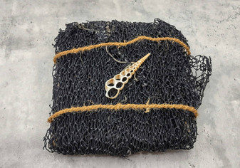 Decorative Fish Net Black Nylon Tied (1 net approx. 4x9 feet) Recycled Fishing net for ocean art projects crafts & nautical themed parties! Copyright 2026 SeaShellSupply.com.