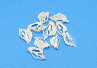 White Center Cut Strombus Variabilis - (10 shells approx. 1-1.5 inches). Multiple white spiral thinly cut shells with openings along the inside. Copyright 2022 SeaShellSupply.com.