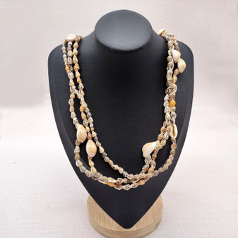 Natural Nassa Shell Leis (3 Leis Approx. .25 x 17 Inches each). Two Different assortment of shells on a necklace brown and tan grouping.Copyright 2026 SeaShellSupply.com.