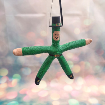 Linckia Starfish Green Leprechaun Ornament (1 seastar approx. 4-6 inches) Real Starfish Irish St. Patrick's Day or Xmas Hanging Ornament! SP-017 Copyright 2025 SeaShellSupply.com