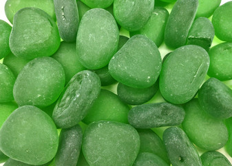 Beach Sea Glass Rounded Green Frosted Tumbled Pebbles (approx. 10 lbs. 1-1.5 inch). Green Beach Glass pebbles. Copyright 2025 SeaShellSupply.com.