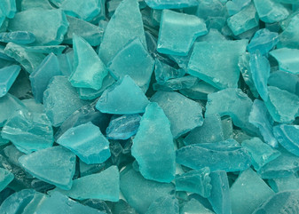 Beach Sea Glass Rough Ocean Blue Medium Tumbled (approx. 10 pounds 0.5-1+ inches Man made tumbled rough sea glass fragments. Copyright 2025 SeashellSupply.com