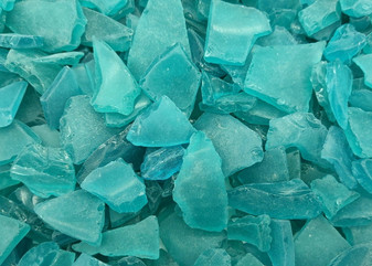 Beach Sea Glass Rough Ocean Blue Medium Tumbled (approx. 1 kilogram 0.5-1+ inches) Man made tumbled frosted sea glass fragments. Copyright 2025 Seashellsupply.com.