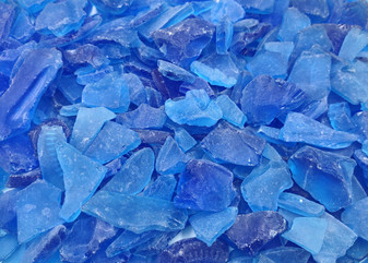 Beach Sea Glass Rough Deep Blue Medium Tumbled (approx. 10 pounds 0.5-1+ inches) Man-made tumbled rough sea glass fragments! Bright blue different-shaped sea glass. Copyright 2025 SeaShellSupply.com