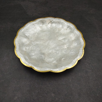 Gold Edged Round Capiz Shell Dish (One shell dish approx. 6 inches) Copyright 2025 SeaShellSupply.com