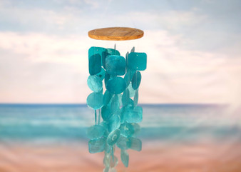 Turquoise Capiz Shell Wind Chime (1 Chime approx. 20 x 5.5 inches) Turquoise Capiz Wind Chime for beachside home charm!