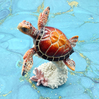 Red Orange Turtle Painted Resin Figurine on Coral (1 turtle approx. 5+ inches) Red Painted Resin Turtle Figure for coastal home decor! Red Orange Turtle Painted Resin Figurine on Coral (1 turtle approx. 5+ inches) Red Painted Resin Turtle Figure for coastal home decor!
